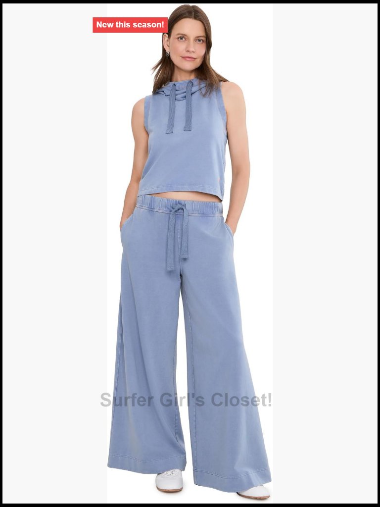 Fp Movement Keep Pace Set - Sleeveless Hoodie & Wide Leg Pants - Cotton Blend